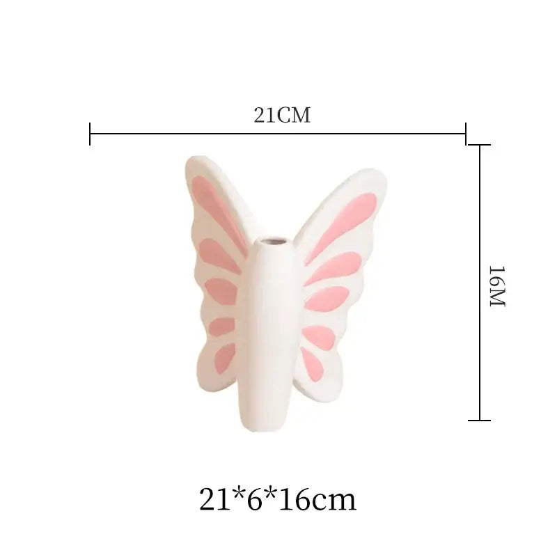 White butterfly ceramic vase with pink wing accents by decorbites butterfly ceramic ideal for living room decor