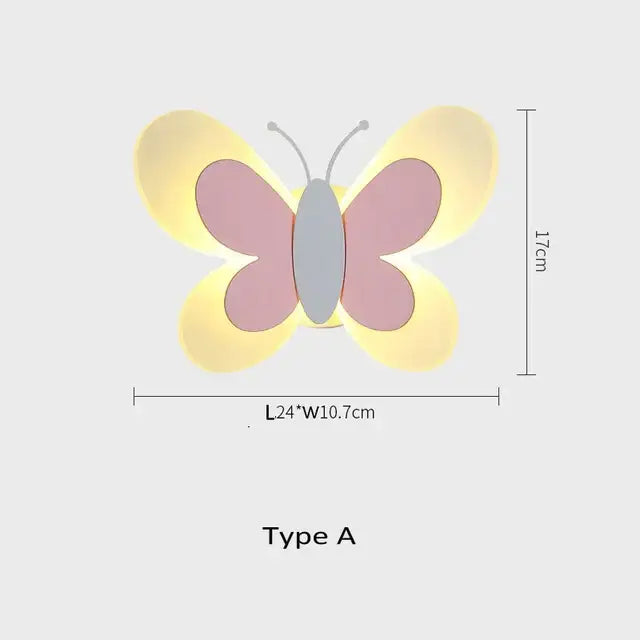 White butterfly led wall lamp pastel pink and yellow butterfly led wall light with soft glowing effect for bedroom decorbites wall lamp