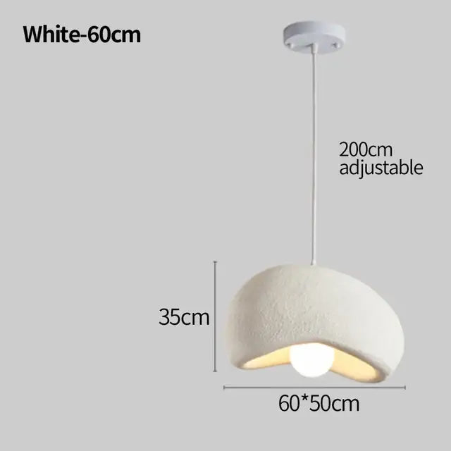 White 60cm wide cement wind cloud pendant light with soft textured dome shade and adjustable 200cm chain decorbites cement wind