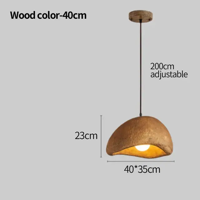 A rustic wood-toned pendant light with a textured dome shade and 200cm chain from decorbites cement wind cloud trio
