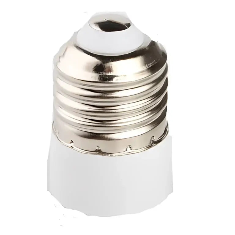 White ceramic and copper bulb socket converter with white plastic and metal adapter for decorbites bulb socket use