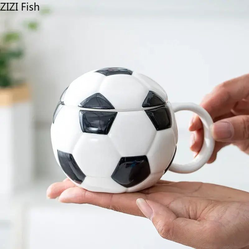 White and black ceramic mug in decorbites baseball shape ceramic design with matching lid for kitchen use