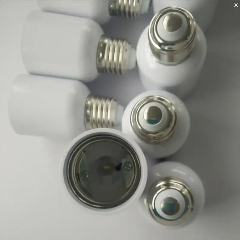 White ceramic e27 to e40 light bulb adapter socket with metallic screw base for garage utility use