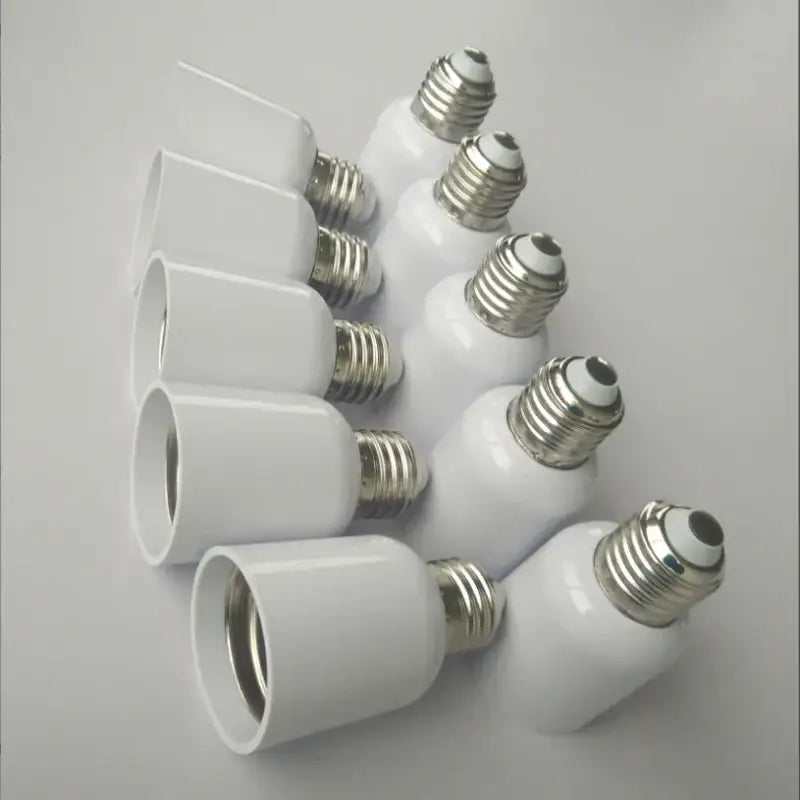 White ceramic e27 to e40 light bulb adapter socket with metallic screw base for garage and utility use