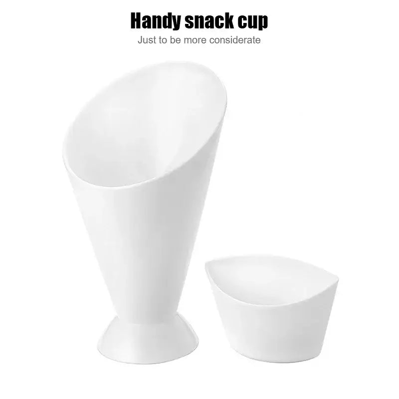 White ceramic french fries holder with sleek tapered design and stable base ideal as fries holder and snack bowl
