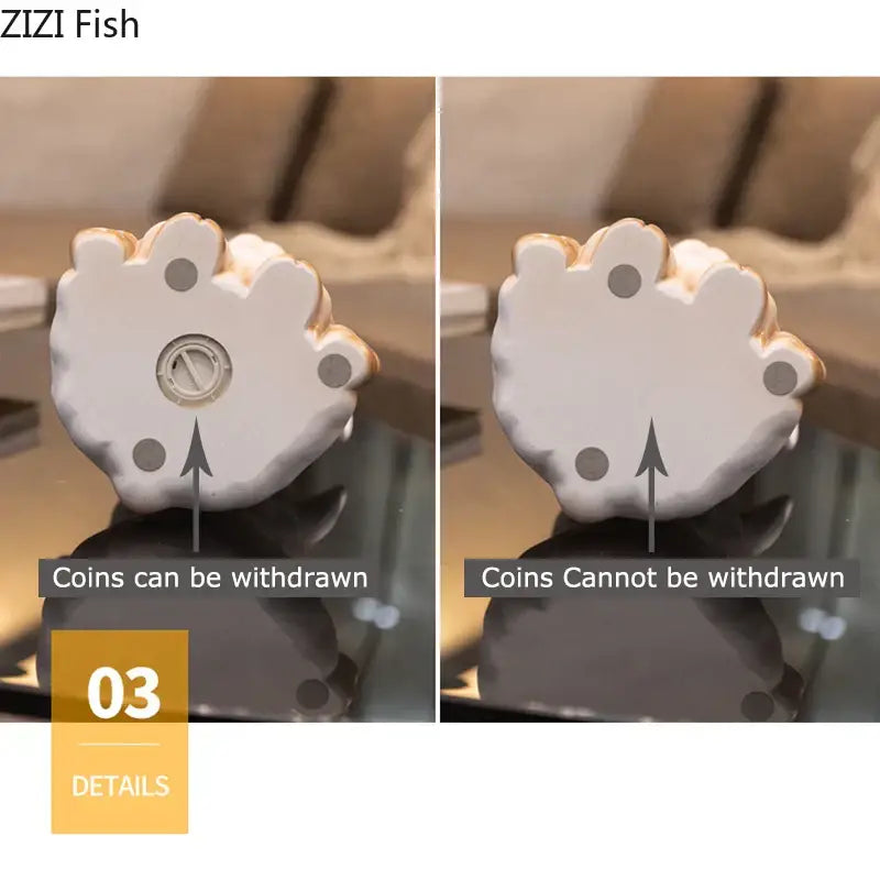 White ceramic fish-shaped savings jar piggy with circular coin slot for family bedroom decor and coin storage