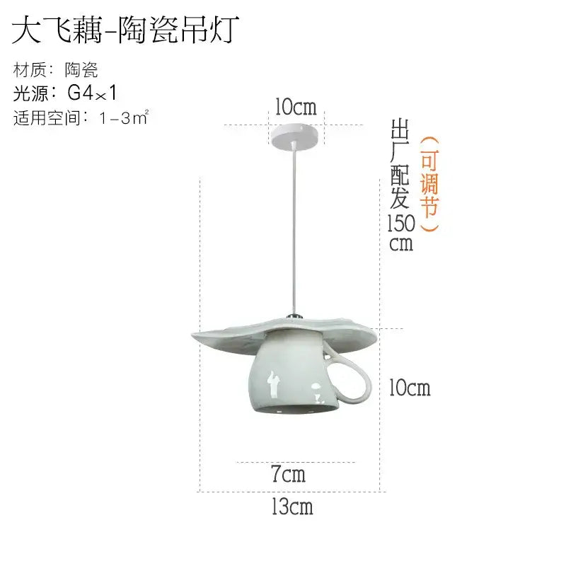 White ceramic pendant light shaped like a teacup with handle for kitchen dining room decorbites ceramic led pendant lights