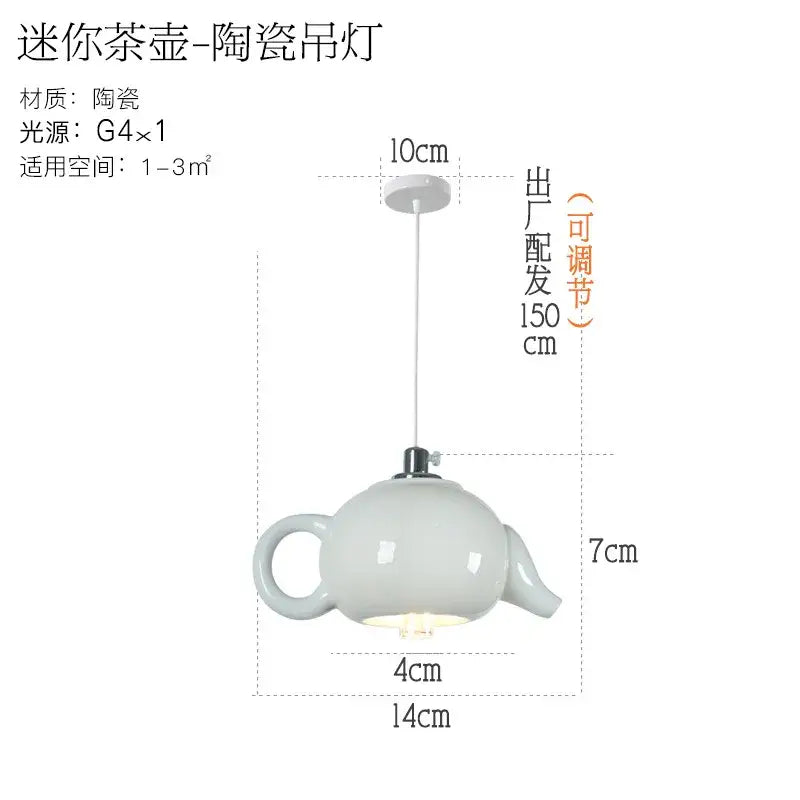 White ceramic teapot pendant light with glossy finish and metallic accents for kitchen dining room decorbites ceramic led