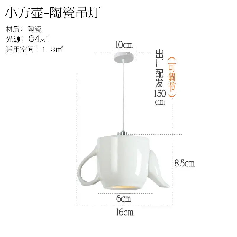 White ceramic teapot pendant light with glossy finish and spout design decorbites ceramic led pendant for kitchen dining room