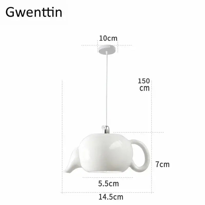 White ceramic teapot ceramic led pendant light fixture providing warm glow for kitchen decorbites pendant lights