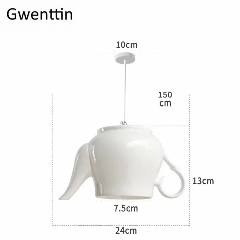 White ceramic teapot ceramic led pendant light fixture by decorbites offering warm glow kitchen pendant lights decorbites ceramic led
