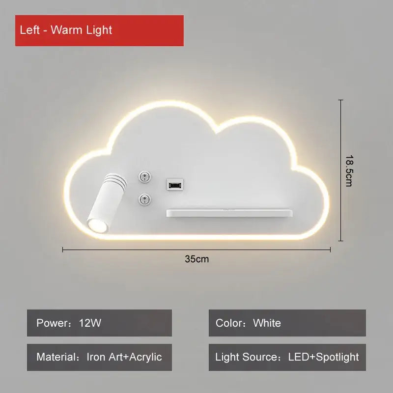 White cloud led bed lamp with wireless phone charging features led ambient glow and built-in spotlight for bedroom decorbites led bed
