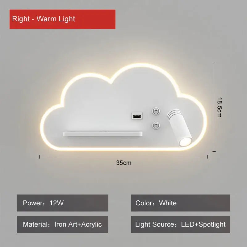White cloud led bed lamp with wireless phone charging features led ambient glow and built-in spotlight for decorbites led bed