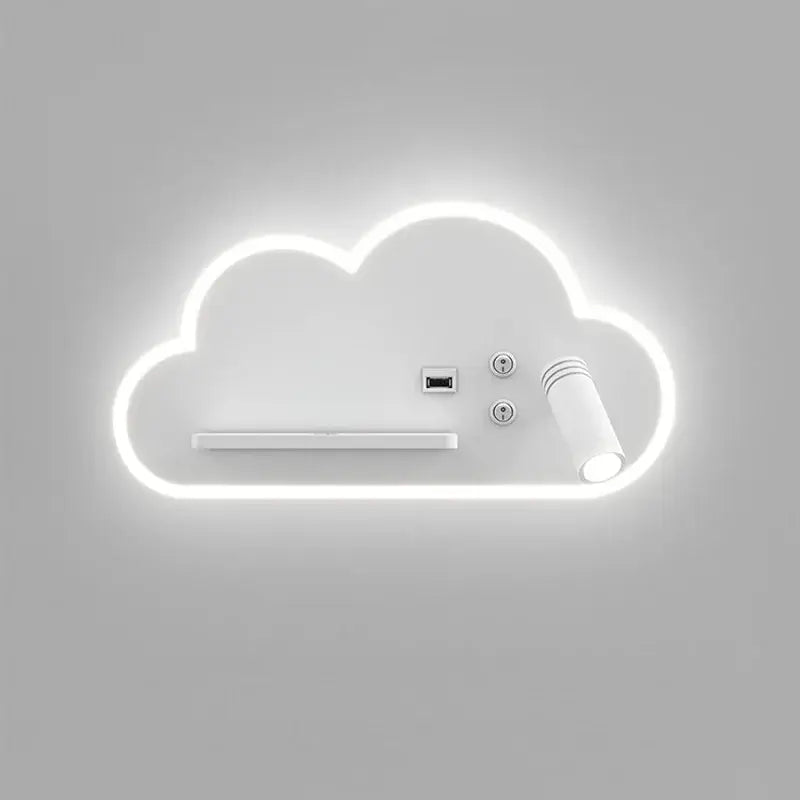 White cloud led bed lamp with adjustable spotlight and wireless phone charging for bedroom decorbites led bed lighting