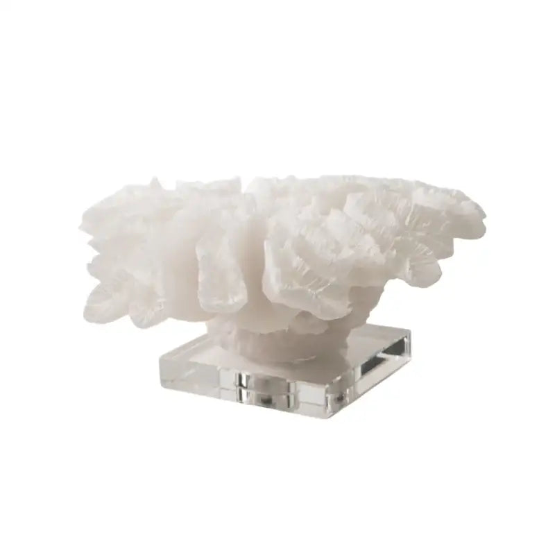 White coral tree resin handicrafts with clear acrylic crystal base for elegant living room decor by decorbites coral tree