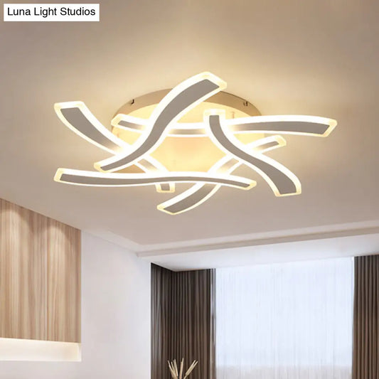 DecorBites™ DecorBites™ White Cross Wave Flush Mount LED Ceiling Light for Bedroom - Modernist Design and Warm White Ambiance