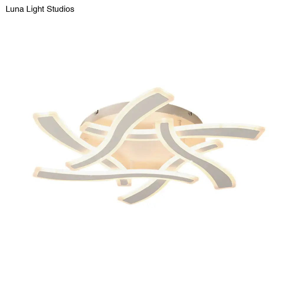 DecorBites™ DecorBites™ White Cross Wave Flush Mount LED Ceiling Light for Bedroom - Modernist Design and Warm White Ambiance