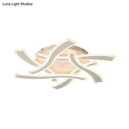 DecorBites™ DecorBites™ White Cross Wave Flush Mount LED Ceiling Light for Bedroom - Modernist Design and Warm White Ambiance