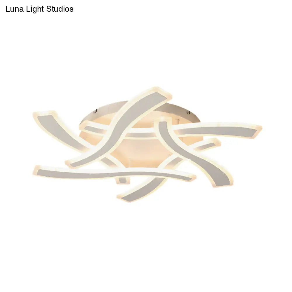 DecorBites™ DecorBites™ White Cross Wave Flush Mount LED Ceiling Light for Bedroom - Modernist Design and Warm White Ambiance