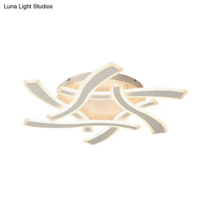 DecorBites™ DecorBites™ White Cross Wave Flush Mount LED Ceiling Light for Bedroom - Modernist Design and Warm White Ambiance