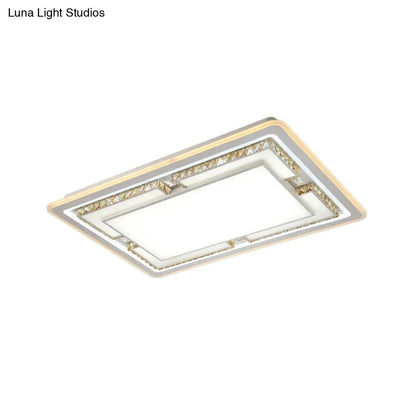 DecorBites™ DecorBites™ White Crystal LED Ceiling Light Fixture - Minimalist Rectangular Flush Mount