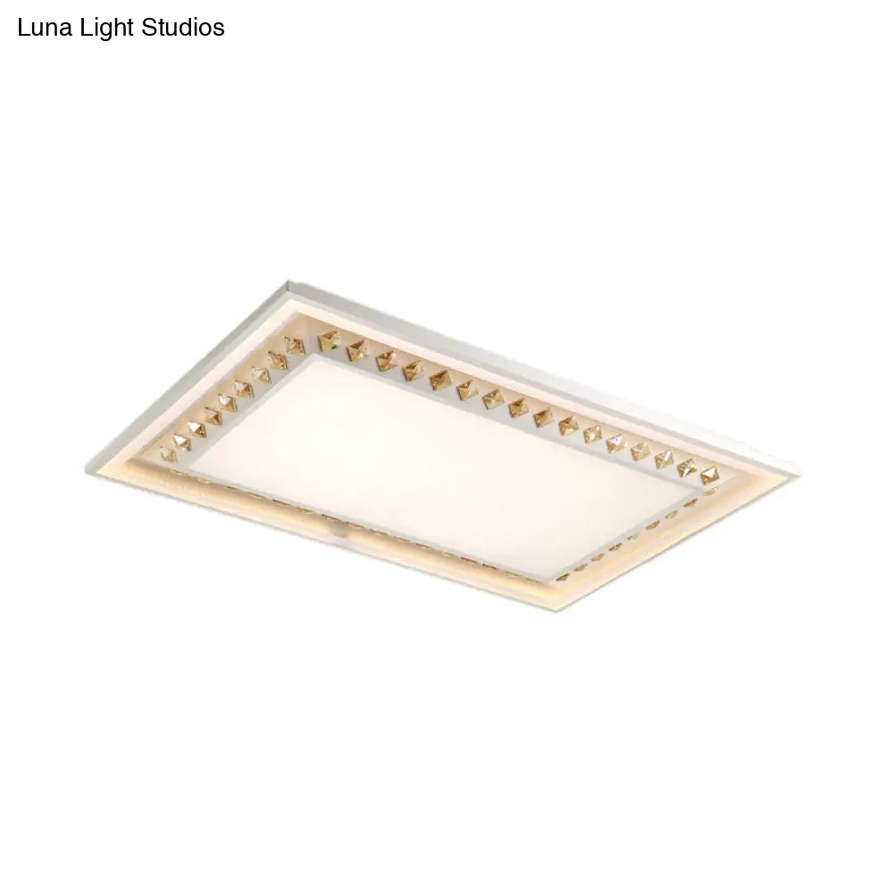 DecorBites™ DecorBites™ White Crystal LED Ceiling Light Fixture - Minimalist Rectangular Flush Mount