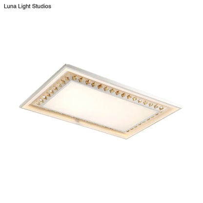 DecorBites™ DecorBites™ White Crystal LED Ceiling Light Fixture - Minimalist Rectangular Flush Mount