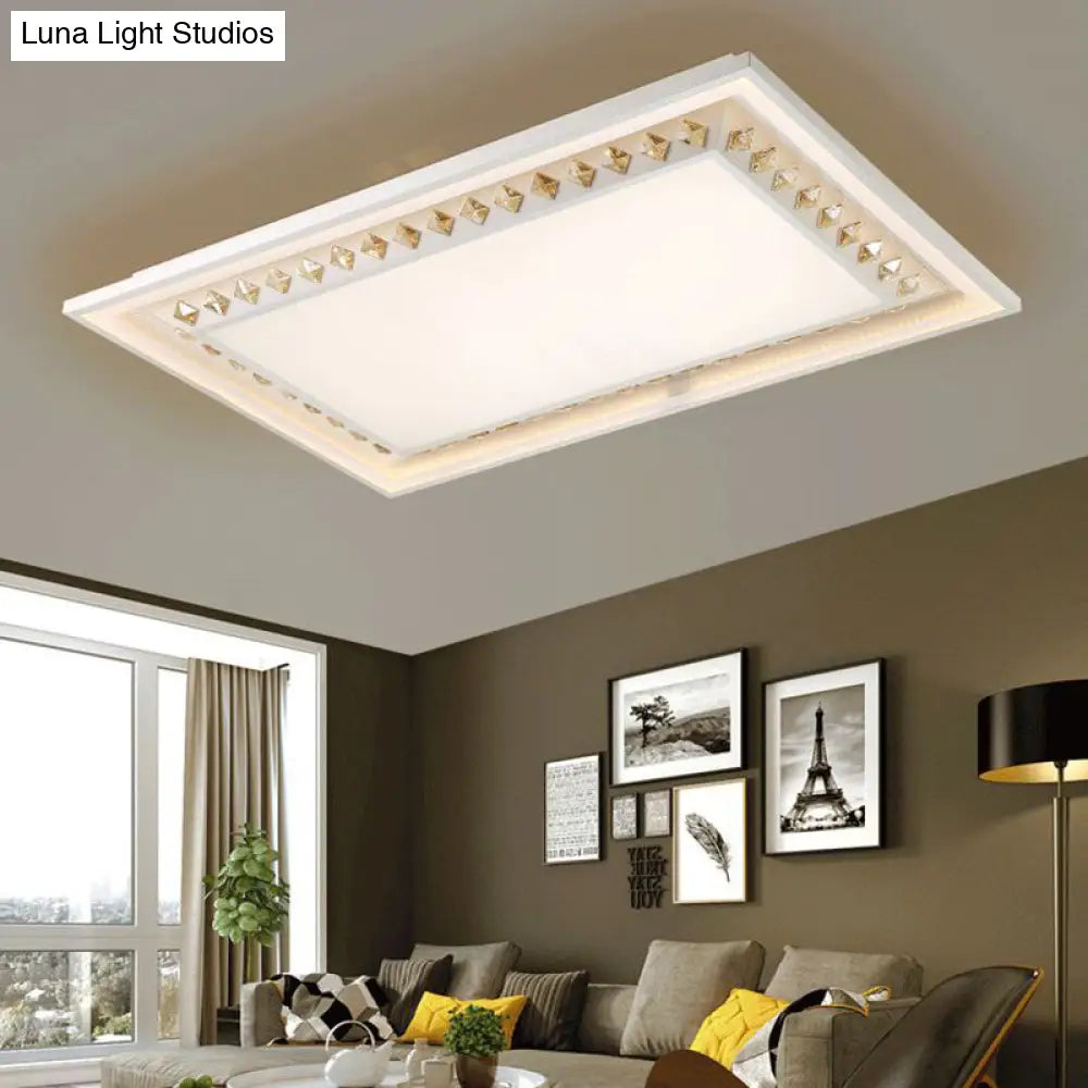 DecorBites™ DecorBites™ White Crystal LED Ceiling Light Fixture - Minimalist Rectangular Flush Mount