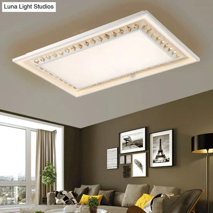 DecorBites™ DecorBites™ White Crystal LED Ceiling Light Fixture - Minimalist Rectangular Flush Mount