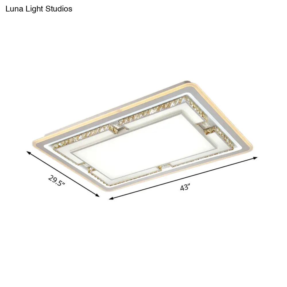 DecorBites™ DecorBites™ White Crystal LED Ceiling Light Fixture - Minimalist Rectangular Flush Mount
