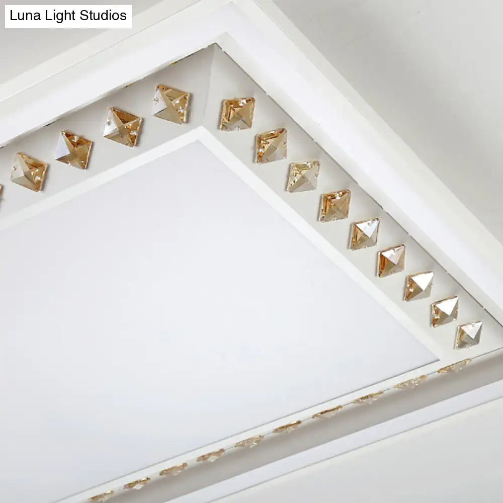 DecorBites™ DecorBites™ White Crystal LED Ceiling Light Fixture - Minimalist Rectangular Flush Mount