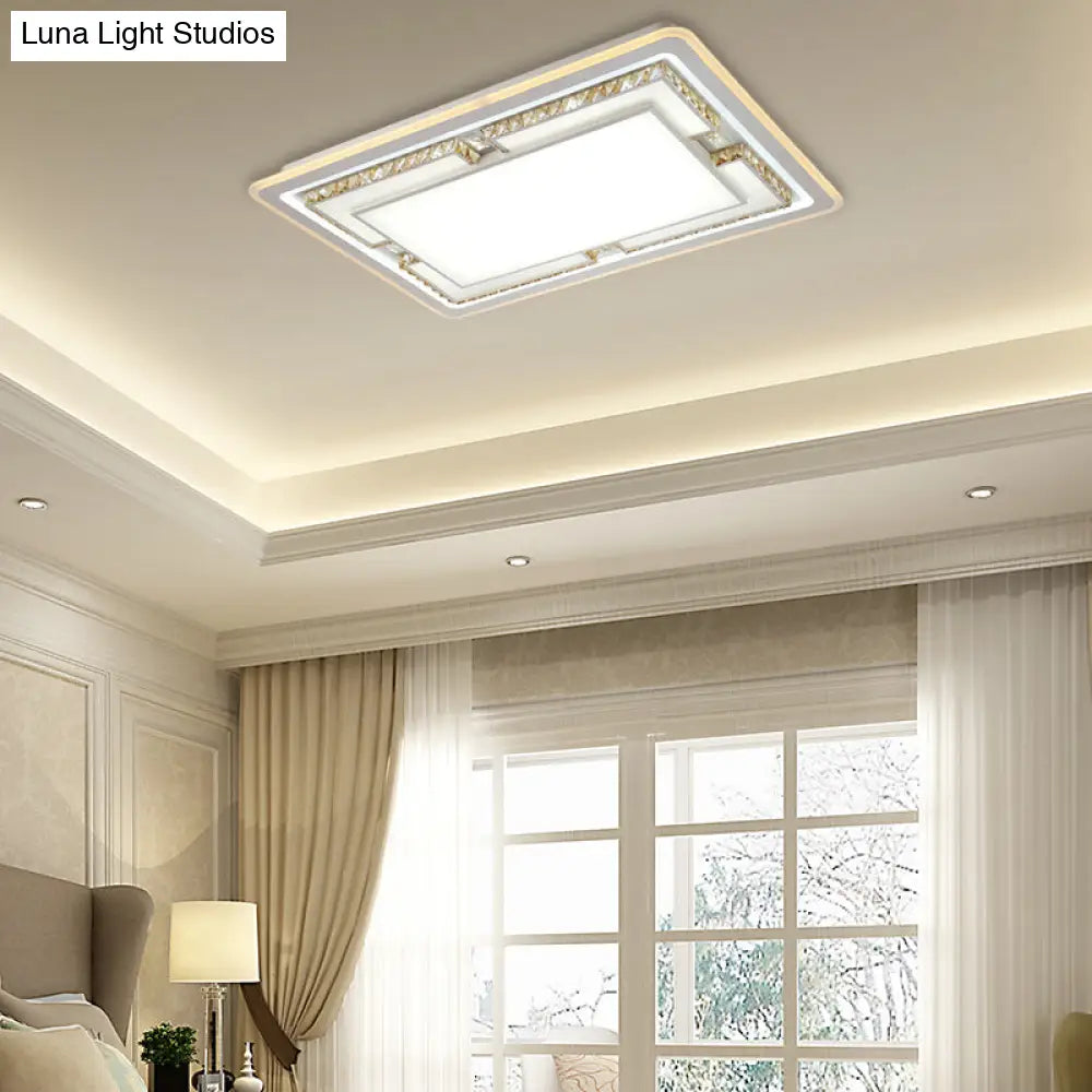 DecorBites™ DecorBites™ White Crystal LED Ceiling Light Fixture - Minimalist Rectangular Flush Mount