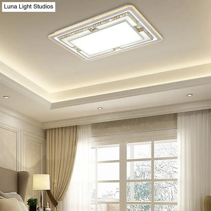 DecorBites™ DecorBites™ White Crystal LED Ceiling Light Fixture - Minimalist Rectangular Flush Mount