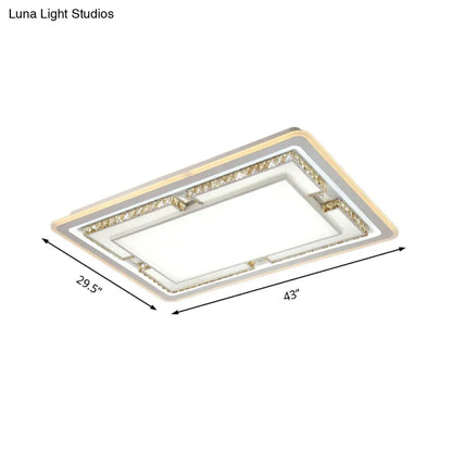 DecorBites™ DecorBites™ White Crystal LED Ceiling Light Fixture - Minimalist Rectangular Flush Mount