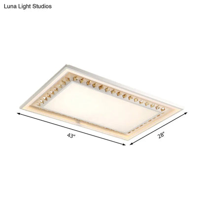 DecorBites™ DecorBites™ White Crystal LED Ceiling Light Fixture - Minimalist Rectangular Flush Mount
