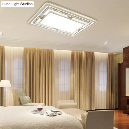 DecorBites™ DecorBites™ White Crystal LED Ceiling Light Fixture - Minimalist Rectangular Flush Mount