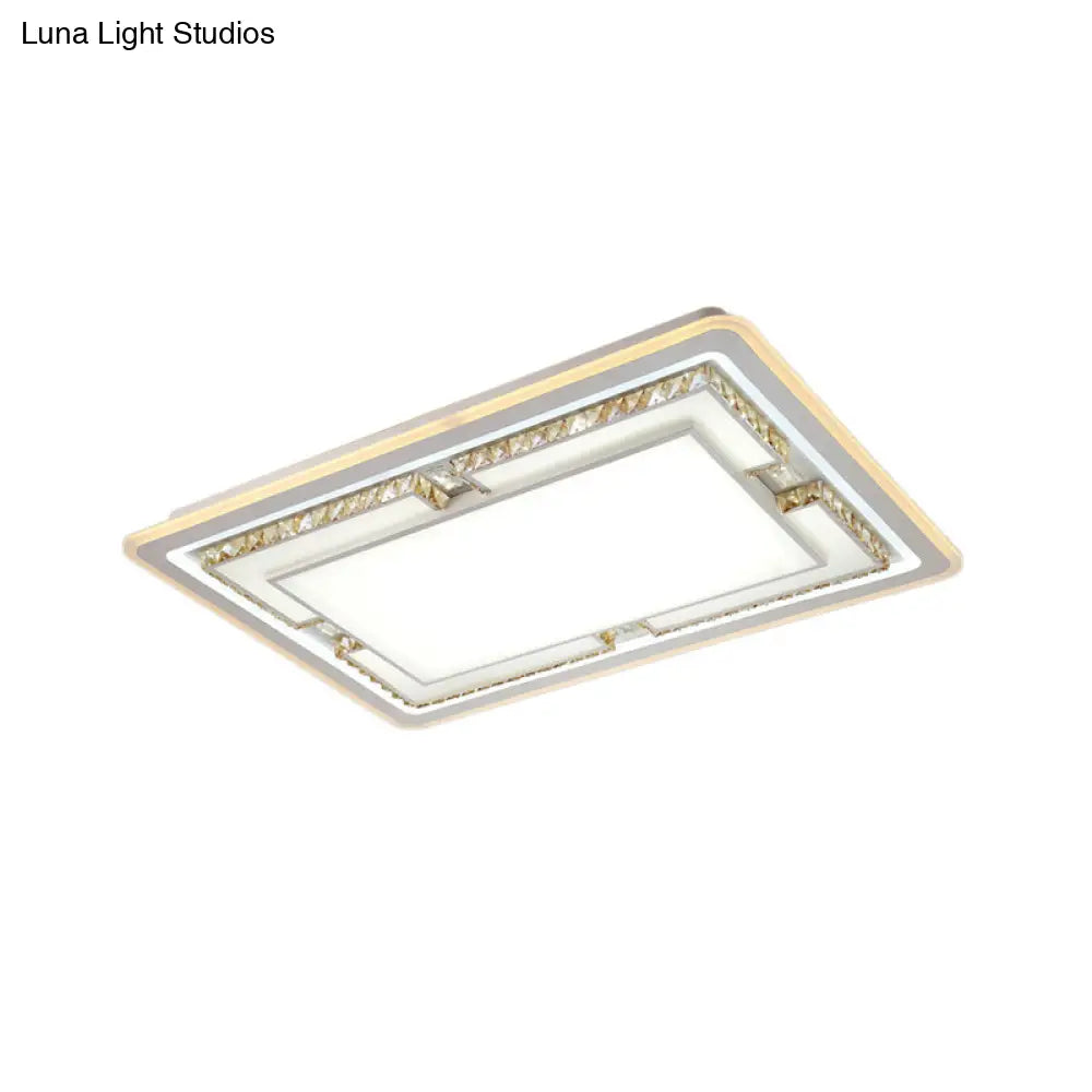 DecorBites™ DecorBites™ White Crystal LED Ceiling Light Fixture - Minimalist Rectangular Flush Mount
