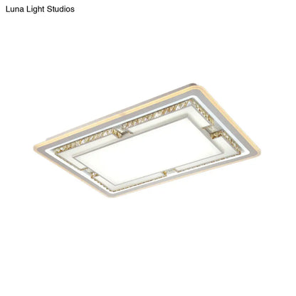 DecorBites™ DecorBites™ White Crystal LED Ceiling Light Fixture - Minimalist Rectangular Flush Mount