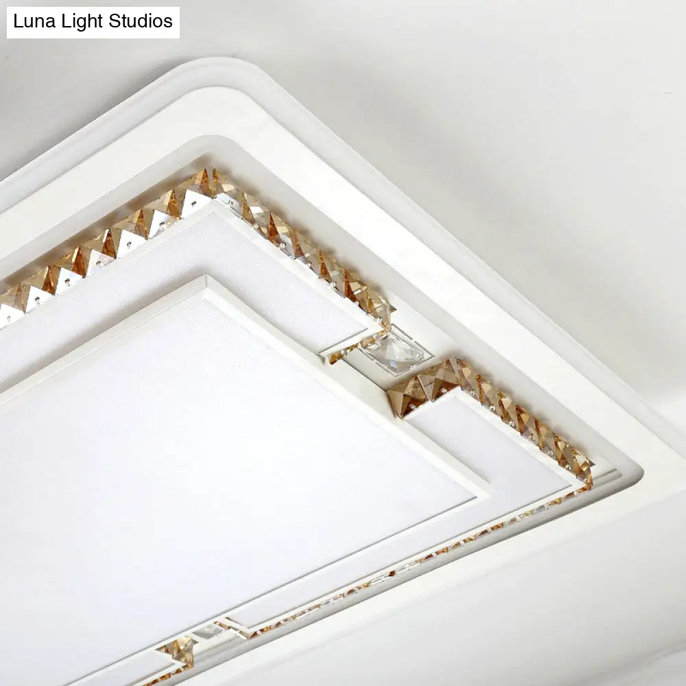 DecorBites™ DecorBites™ White Crystal LED Ceiling Light Fixture - Minimalist Rectangular Flush Mount