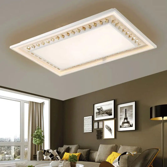 DecorBites™ DecorBites™ White Crystal LED Ceiling Light Fixture - Minimalist Rectangular Flush Mount