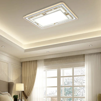 DecorBites™ DecorBites™ White Crystal LED Ceiling Light Fixture - Minimalist Rectangular Flush Mount
