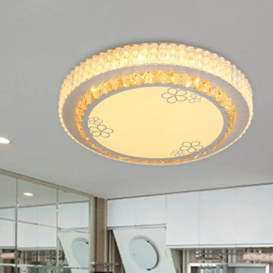 DecorBites™ DecorBites™ White Crystal LED Flush Mount Lamp with Flower Pattern - Elegant Bedroom Lighting