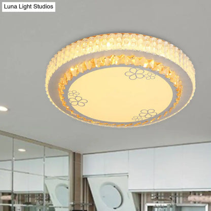 DecorBites™ DecorBites™ White Crystal LED Flush Mount Lamp with Flower Pattern - Elegant Bedroom Lighting