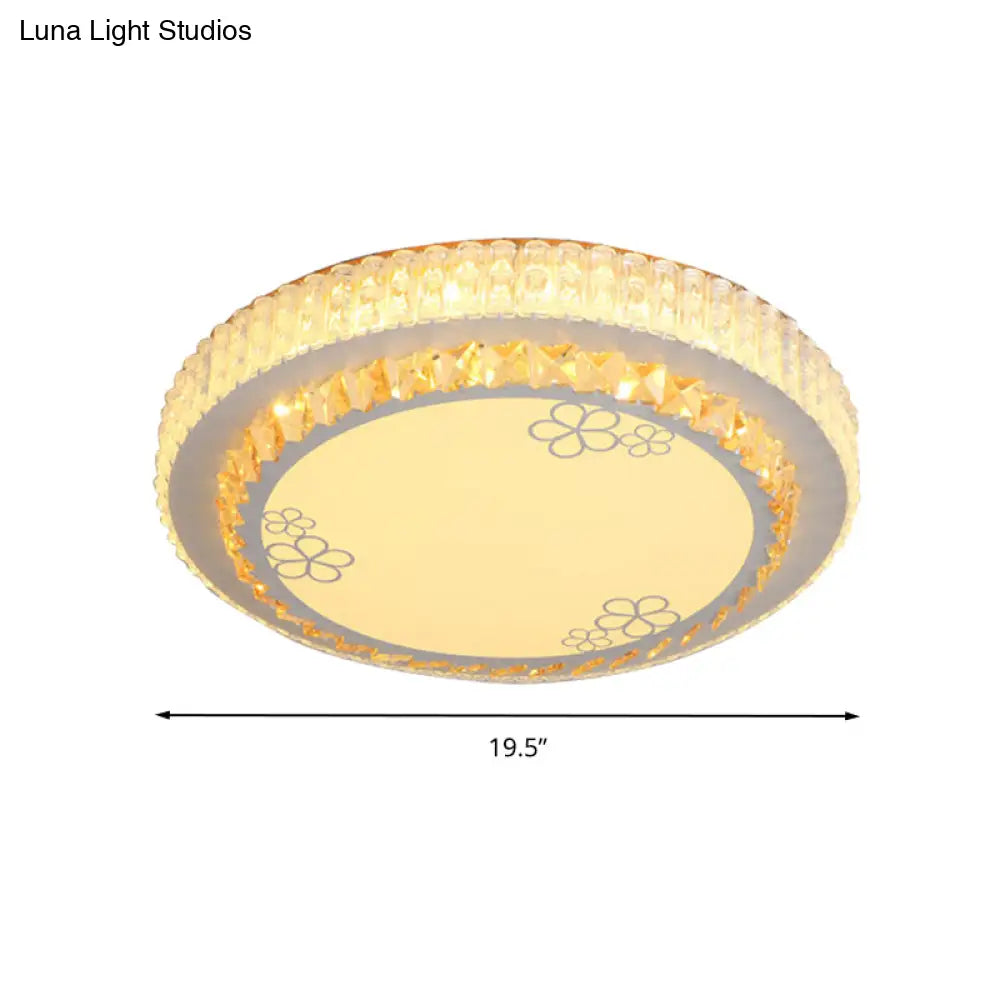 DecorBites™ DecorBites™ White Crystal LED Flush Mount Lamp with Flower Pattern - Elegant Bedroom Lighting
