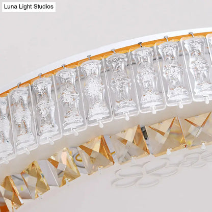 DecorBites™ DecorBites™ White Crystal LED Flush Mount Lamp with Flower Pattern - Elegant Bedroom Lighting