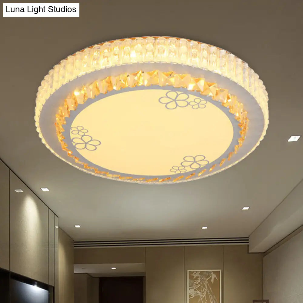 DecorBites™ DecorBites™ White Crystal LED Flush Mount Lamp with Flower Pattern - Elegant Bedroom Lighting