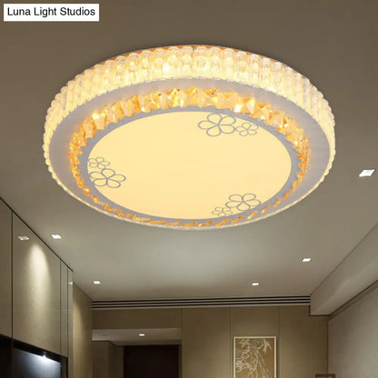 DecorBites™ DecorBites™ White Crystal LED Flush Mount Lamp with Flower Pattern - Elegant Bedroom Lighting