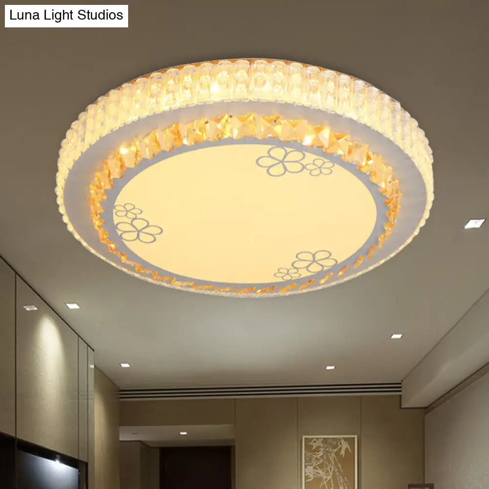 DecorBites™ DecorBites™ White Crystal LED Flush Mount Lamp with Flower Pattern - Elegant Bedroom Lighting