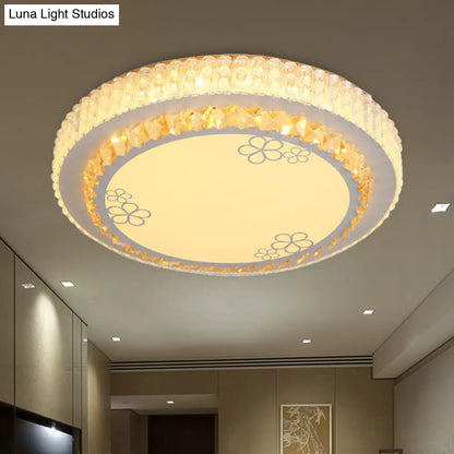 DecorBites™ DecorBites™ White Crystal LED Flush Mount Lamp with Flower Pattern - Elegant Bedroom Lighting