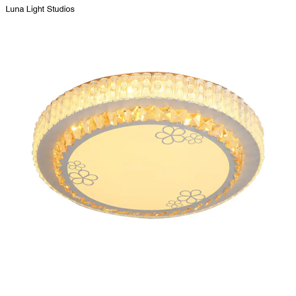 DecorBites™ DecorBites™ White Crystal LED Flush Mount Lamp with Flower Pattern - Elegant Bedroom Lighting
